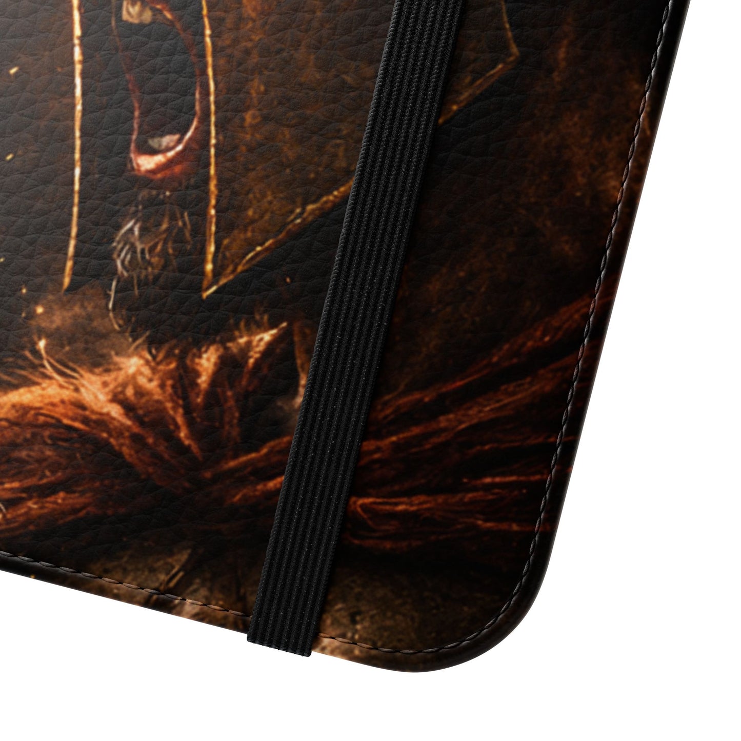 Warrior Lion & Spartan Helmet Flip Phone Case Leather Folio Wallet Cover