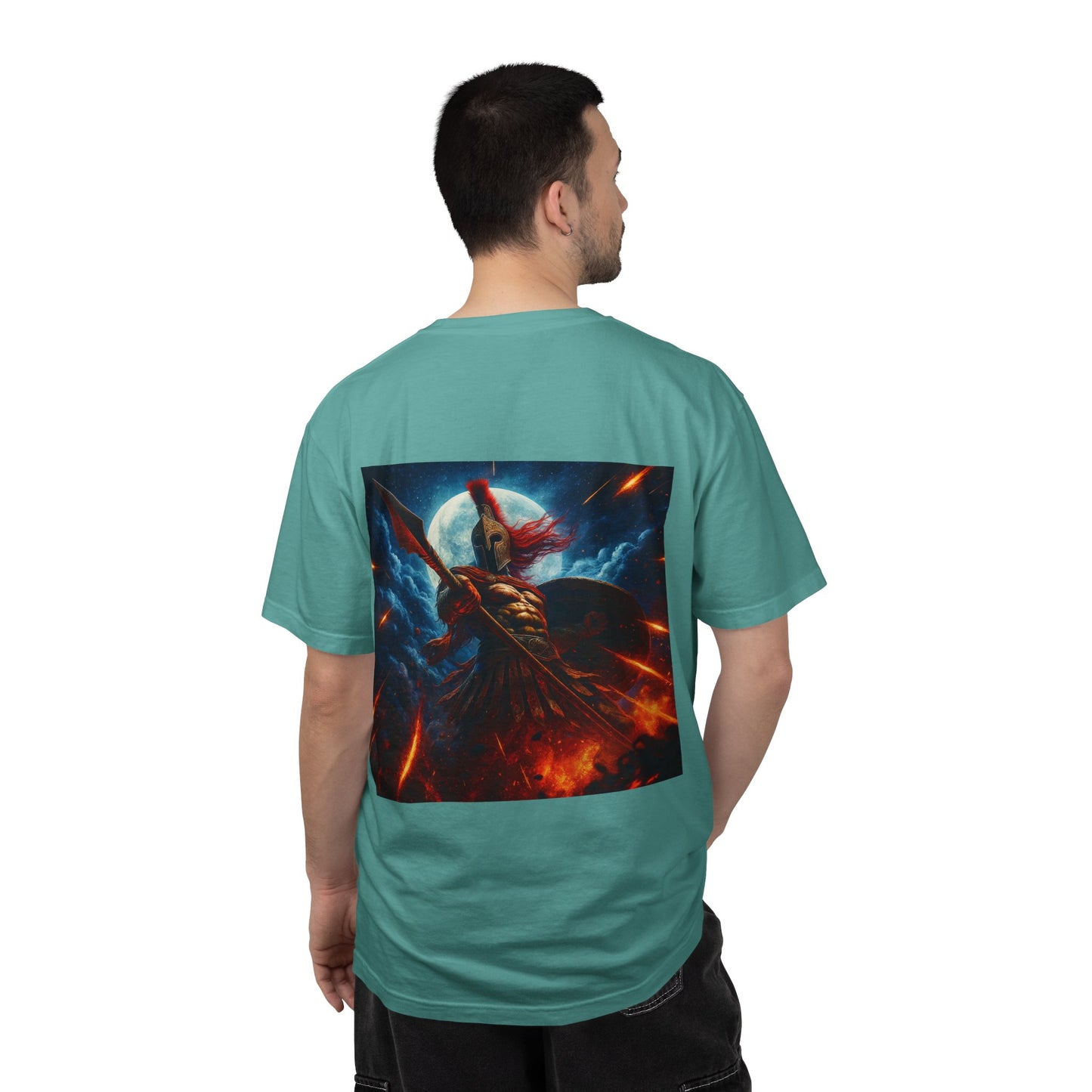 Spartan Stance T-shirt — Fire & Night Sky Graphic Tee
