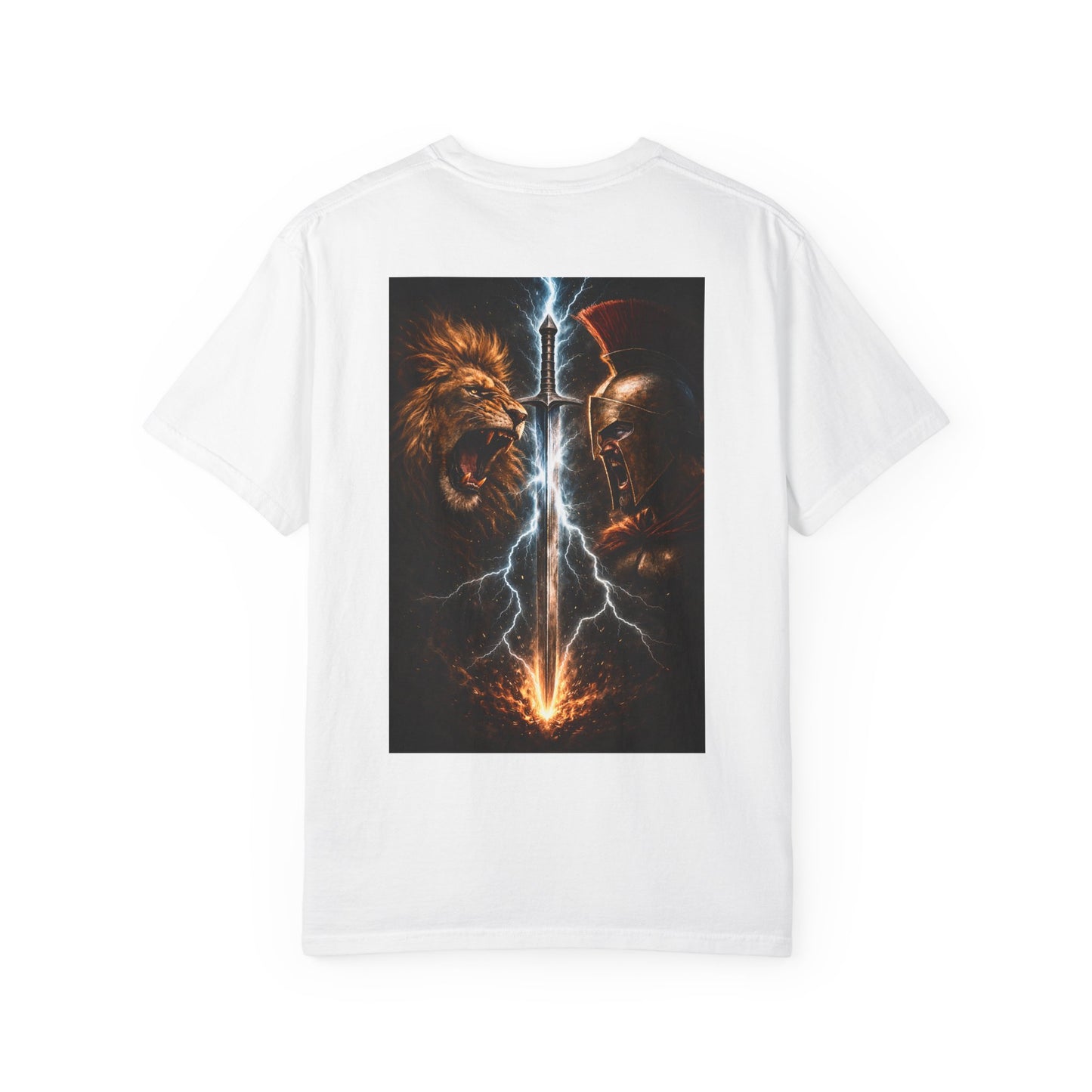 Lion vs Spartan Lightning Graphic T-Shirt