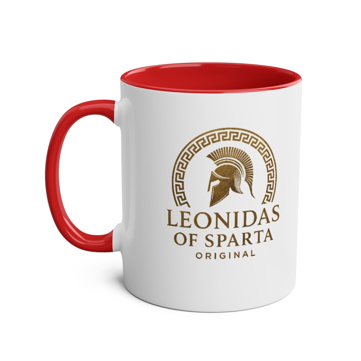 Leonidas of Sparta Coffee Mug – Two-Tone 11oz Ceramic Mug (Spartan Helmet Logo)