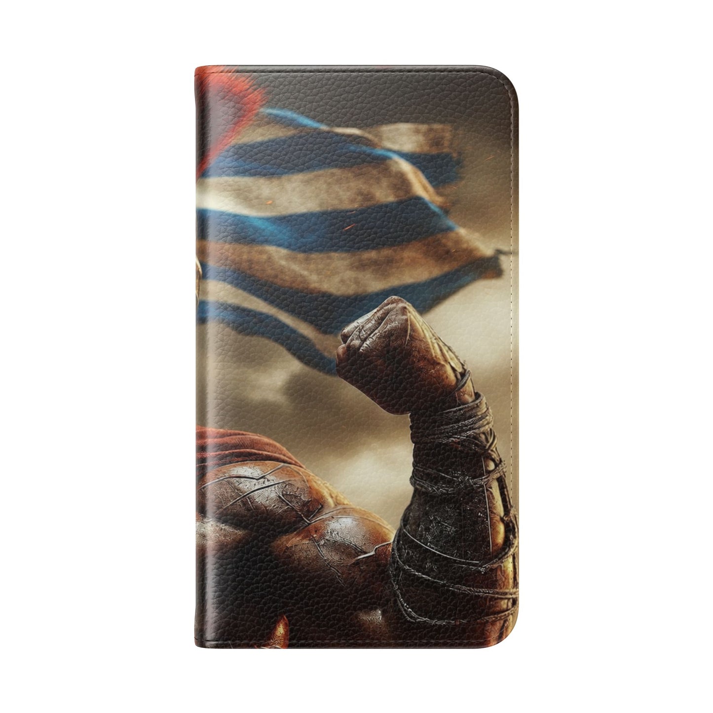 Spartan pride Flip Phone Case - Leather Wallet Flip Case with Greek Flag Design