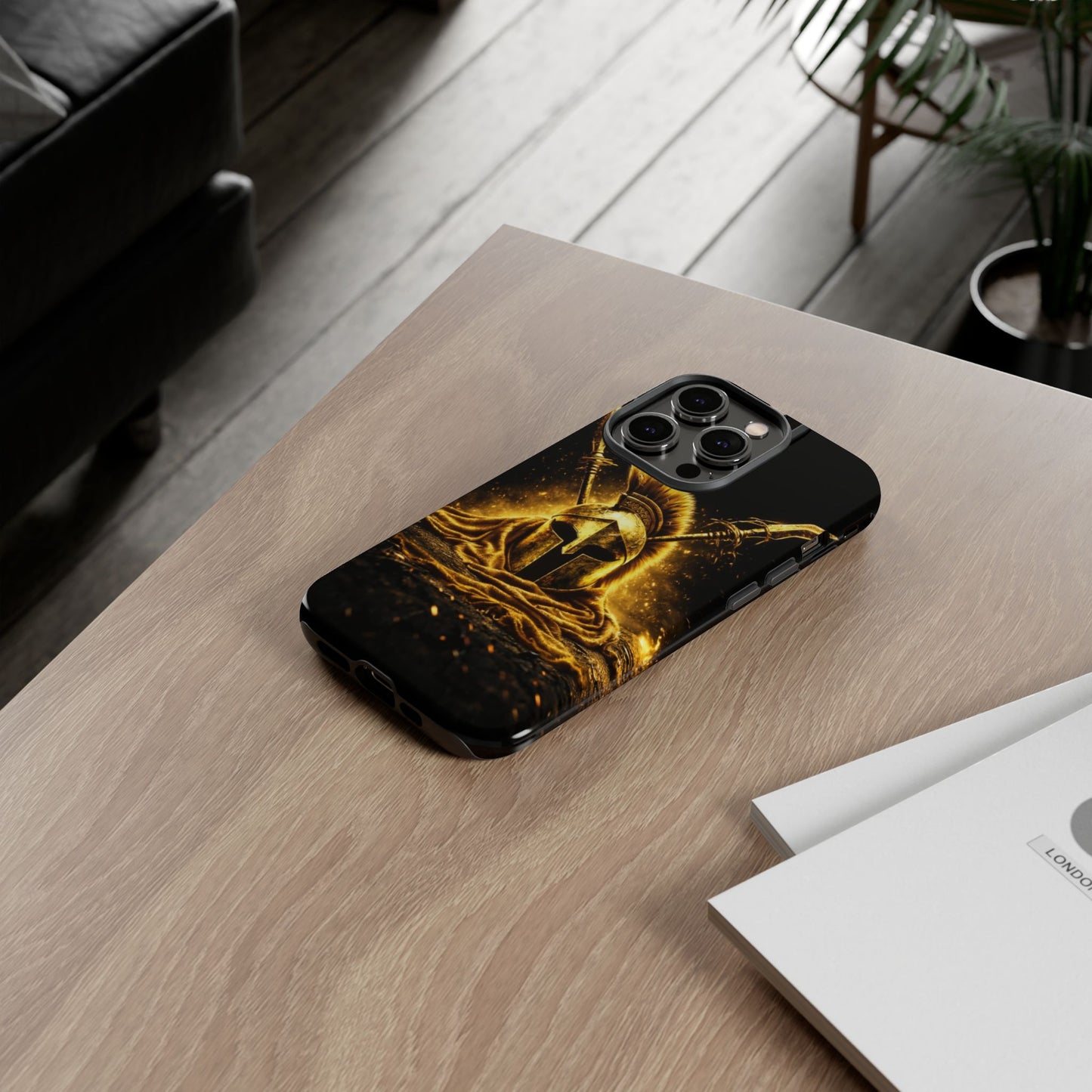 Spartan Helmet Gold Phone Case - Tough Warrior Armor Phone Cover
