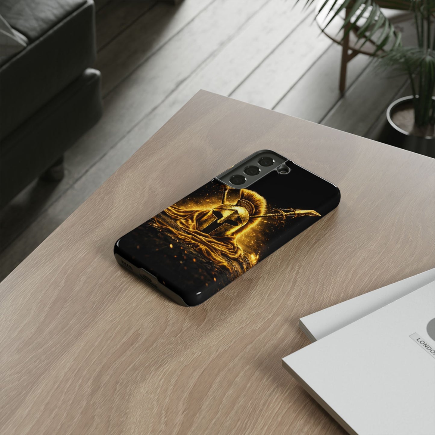 Spartan Helmet Gold Phone Case - Tough Warrior Armor Phone Cover
