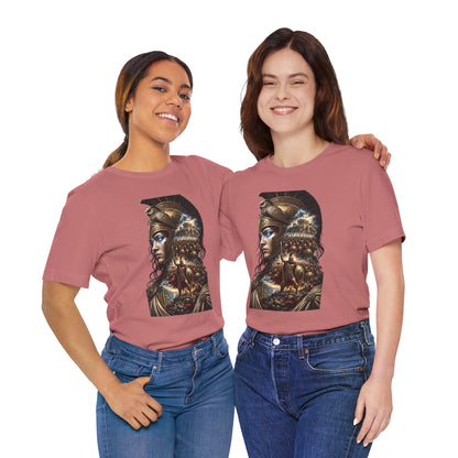 Spartan Warrior Graphic Tee — Mythic Helmet Portrait T‑Shirt