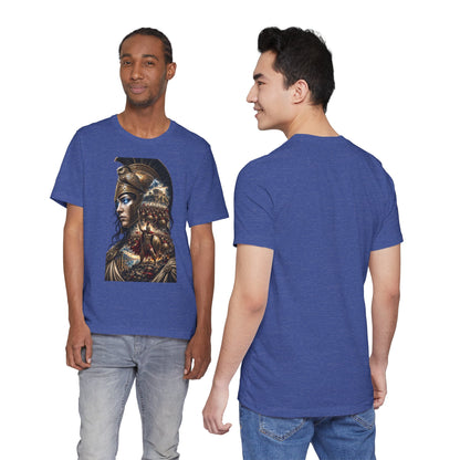 Spartan Warrior Graphic Tee — Mythic Helmet Portrait T‑Shirt