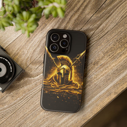 Spartan Helmet Gold Phone Case - Tough Warrior Armor Phone Cover