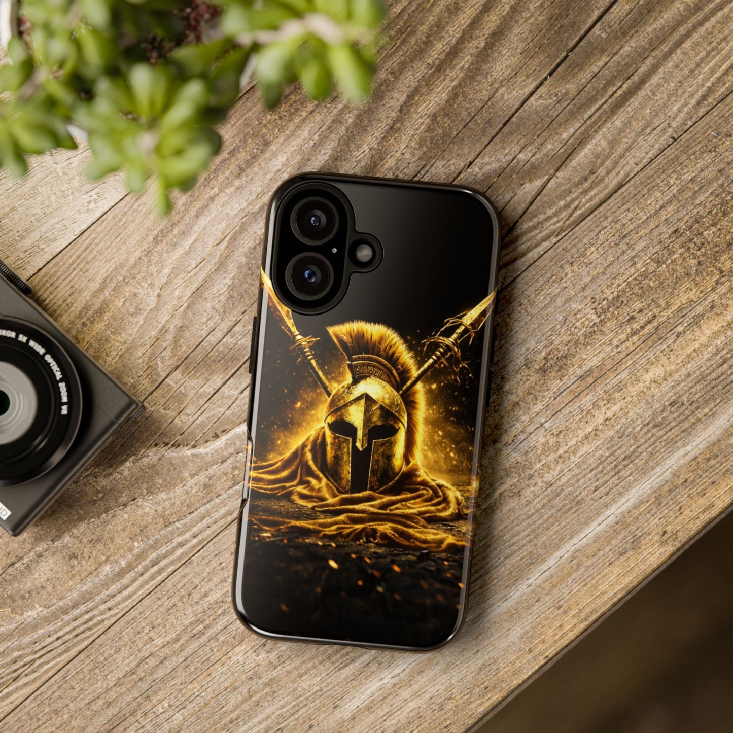 Spartan Helmet Gold Phone Case - Tough Warrior Armor Phone Cover