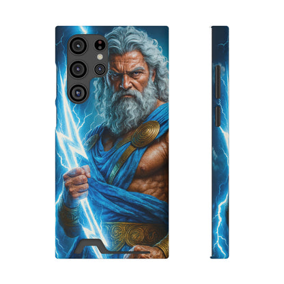 Zeus Lightning Phone Case with Card Holder — Mythic God Armor Design