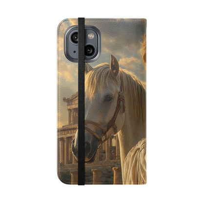 Roman Goddess Horse Portrait Flip Case — Vintage Mythic Phone Wallet