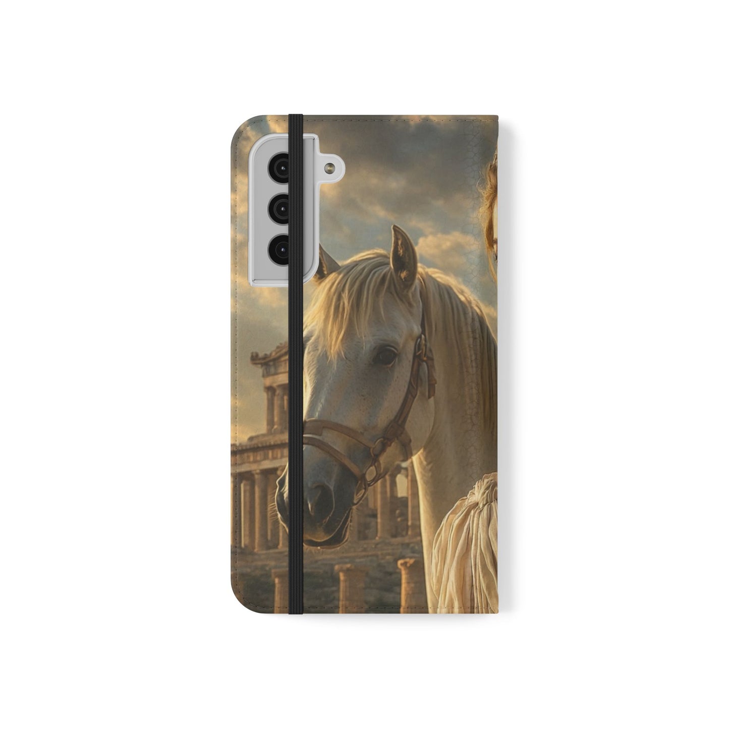 Roman Goddess Horse Portrait Flip Case — Vintage Mythic Phone Wallet