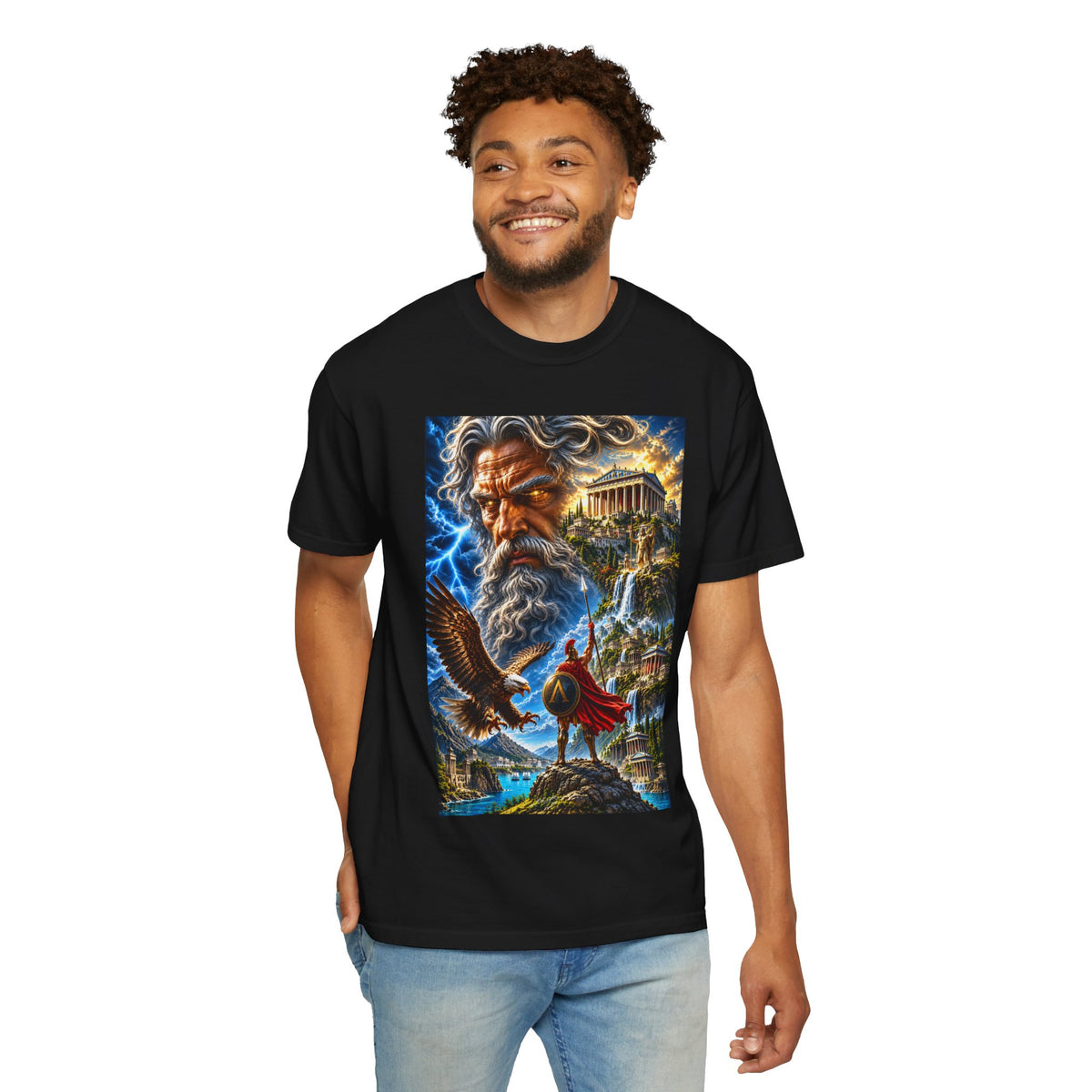 Greek Mythology T-Shirt — Zeus Lightning God Design