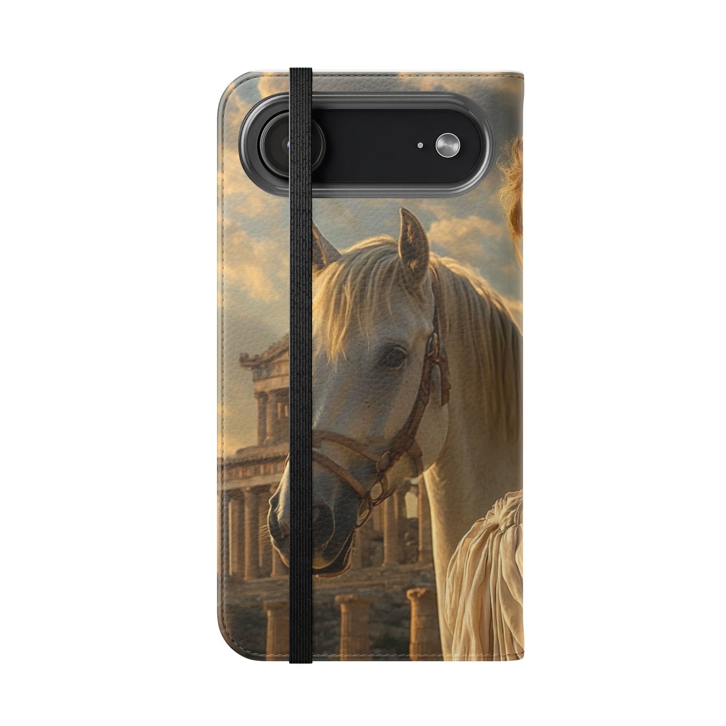 Roman Goddess Horse Portrait Flip Case — Vintage Mythic Phone Wallet