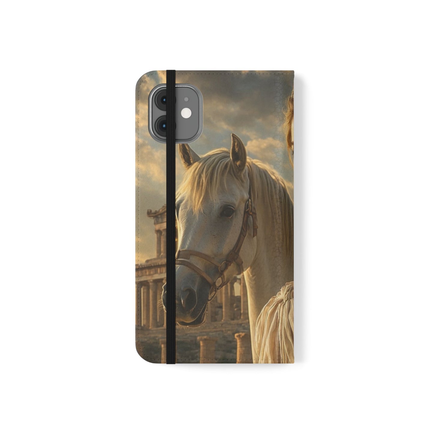 Roman Goddess Horse Portrait Flip Case — Vintage Mythic Phone Wallet