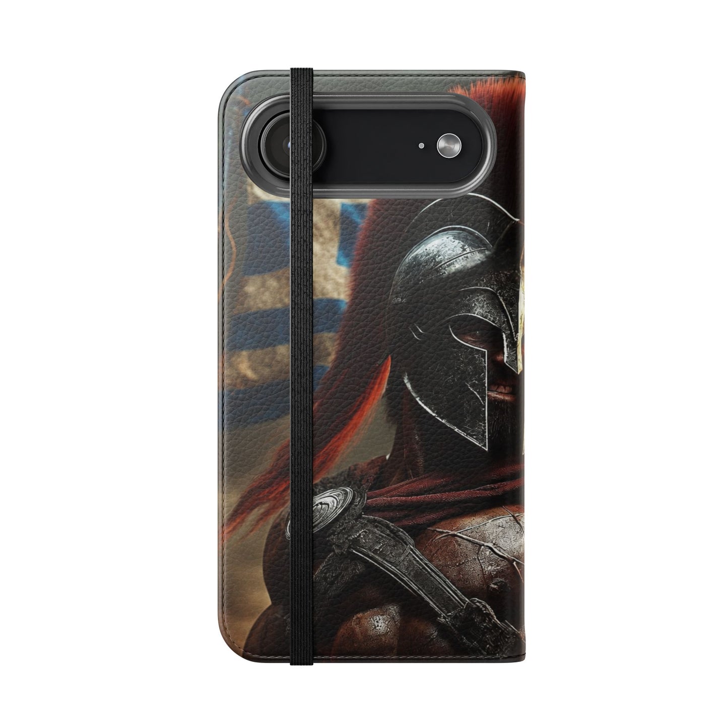 Spartan pride Flip Phone Case - Leather Wallet Flip Case with Greek Flag Design