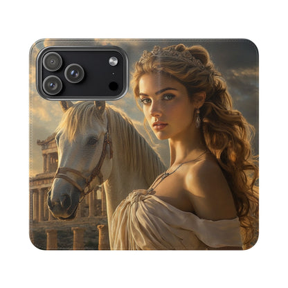 Roman Goddess Horse Portrait Flip Case — Vintage Mythic Phone Wallet