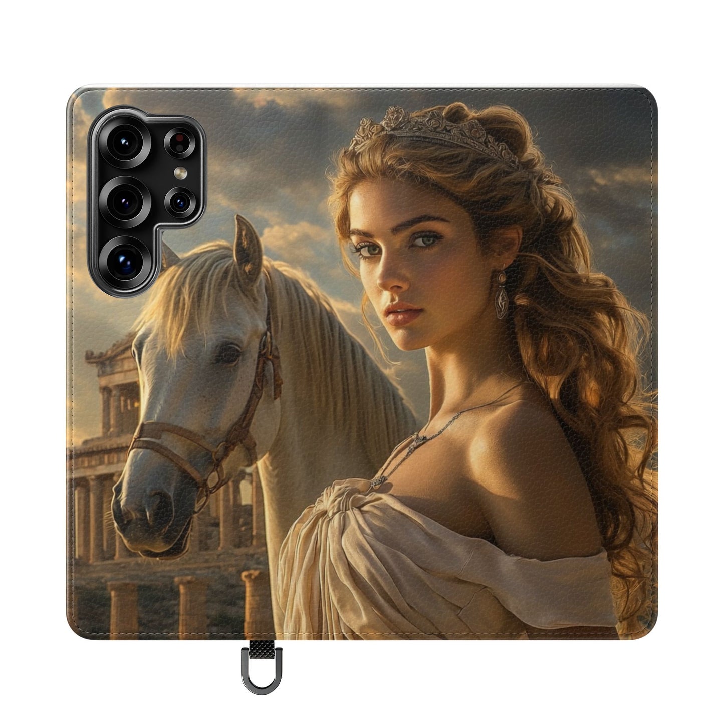 Roman Goddess Horse Portrait Flip Case — Vintage Mythic Phone Wallet