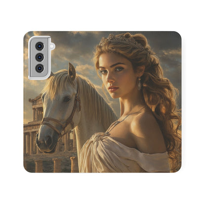 Roman Goddess Horse Portrait Flip Case — Vintage Mythic Phone Wallet