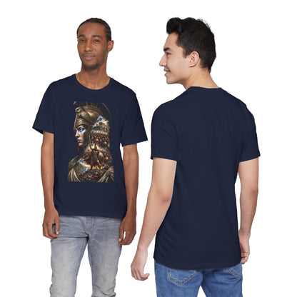 Spartan Warrior Graphic Tee — Mythic Helmet Portrait T‑Shirt
