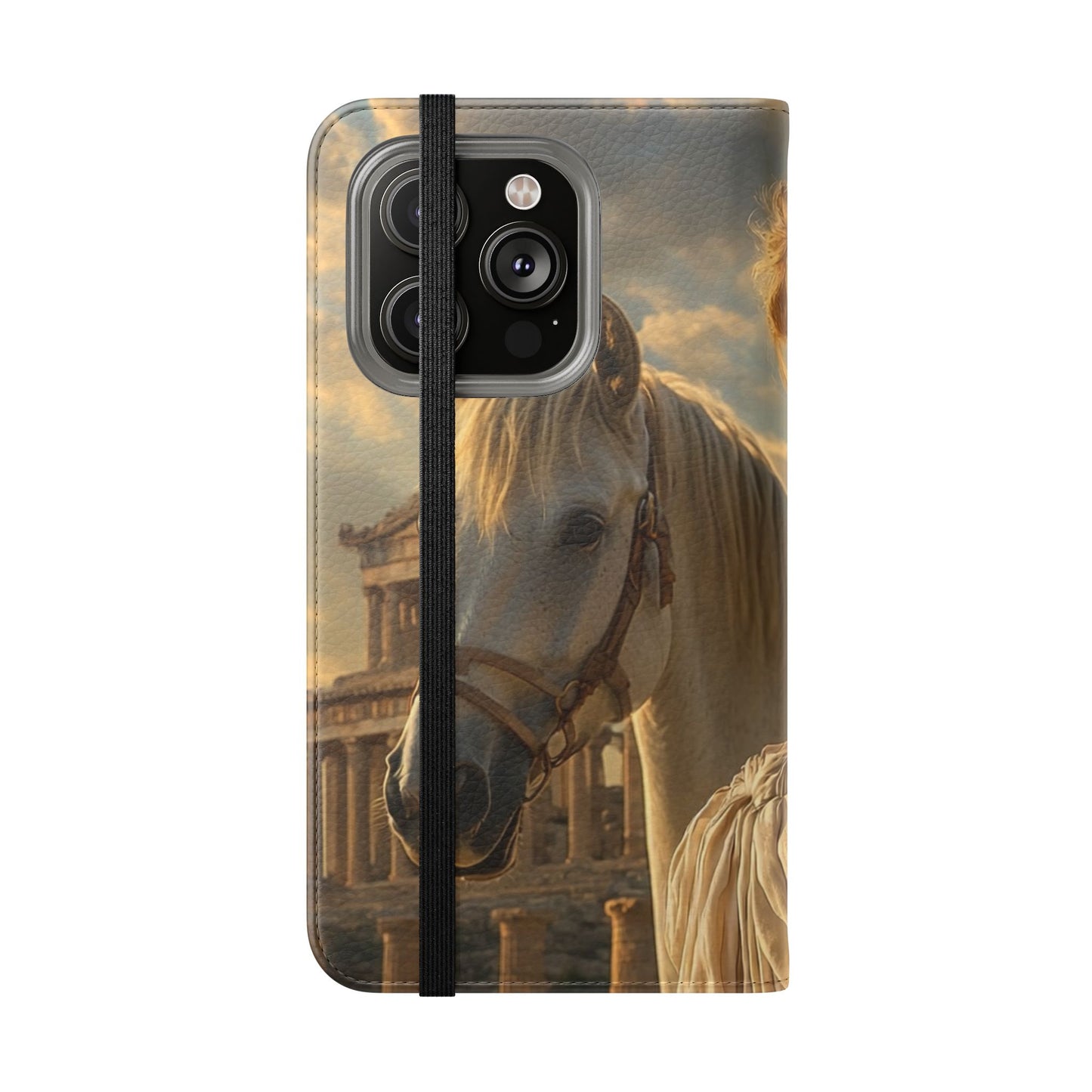 Roman Goddess Horse Portrait Flip Case — Vintage Mythic Phone Wallet