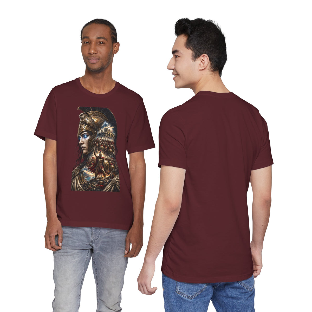 Spartan Warrior Graphic Tee — Mythic Helmet Portrait T‑Shirt