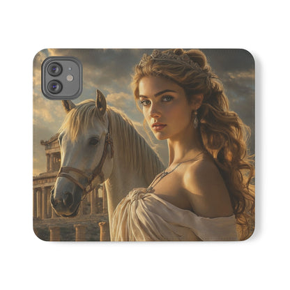 Roman Goddess Horse Portrait Flip Case — Vintage Mythic Phone Wallet