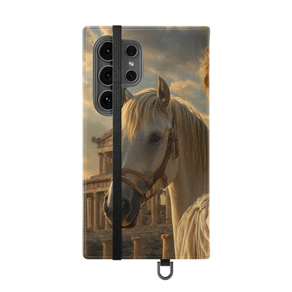 Roman Goddess Horse Portrait Flip Case — Vintage Mythic Phone Wallet