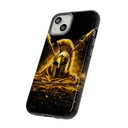 Spartan Helmet Gold Phone Case - Tough Warrior Armor Phone Cover