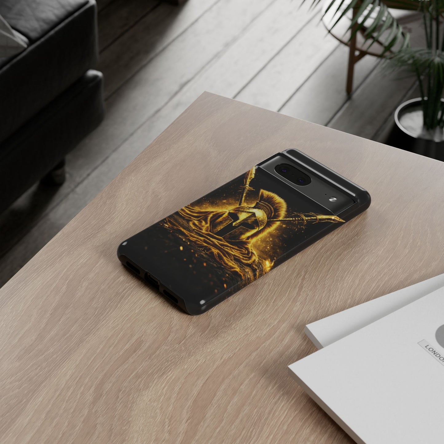 Spartan Helmet Gold Phone Case - Tough Warrior Armor Phone Cover