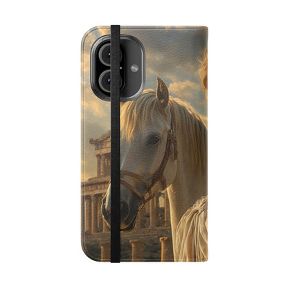 Roman Goddess Horse Portrait Flip Case — Vintage Mythic Phone Wallet