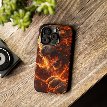 Fire Lion Phone Case — Fierce Flaming Lion Armor for Smartphones