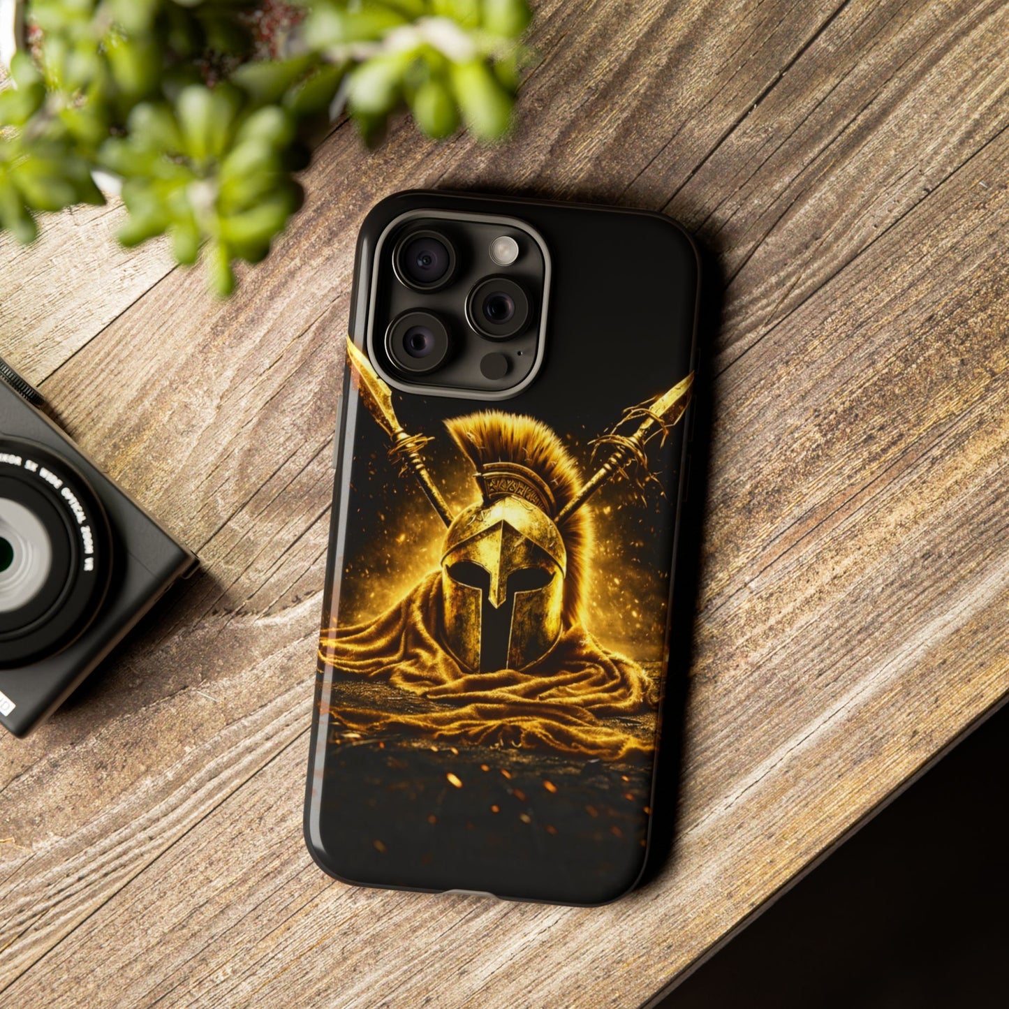 Spartan Helmet Gold Phone Case - Tough Warrior Armor Phone Cover