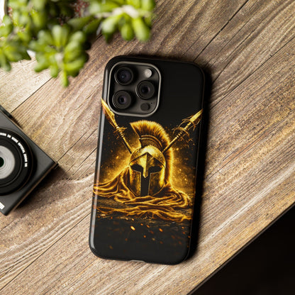 Spartan Helmet Gold Phone Case - Tough Warrior Armor Phone Cover