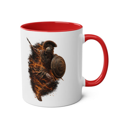 Leonidas of Sparta Coffee Mug – Two-Tone 11oz Ceramic Mug (Spartan Helmet Logo)