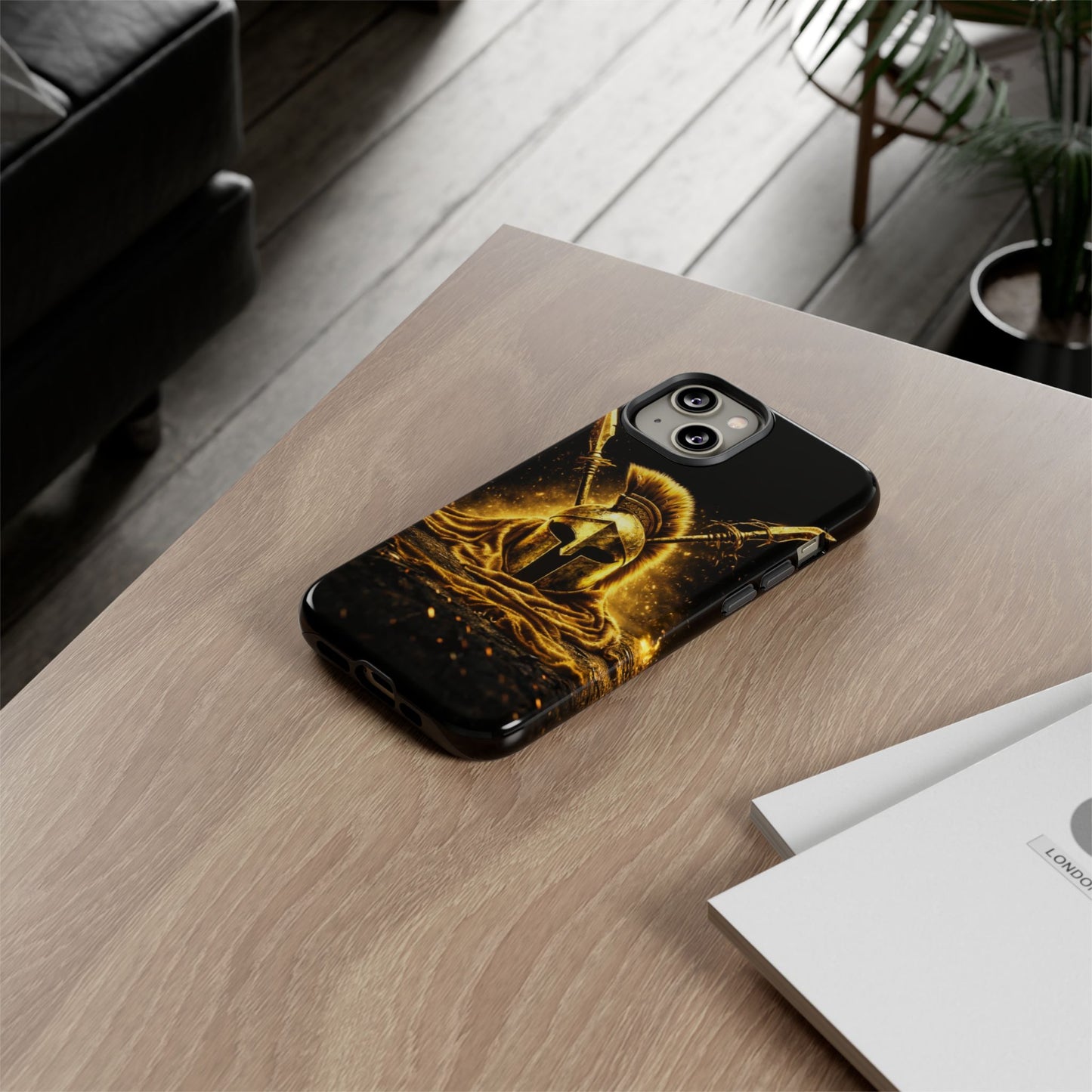 Spartan Helmet Gold Phone Case - Tough Warrior Armor Phone Cover