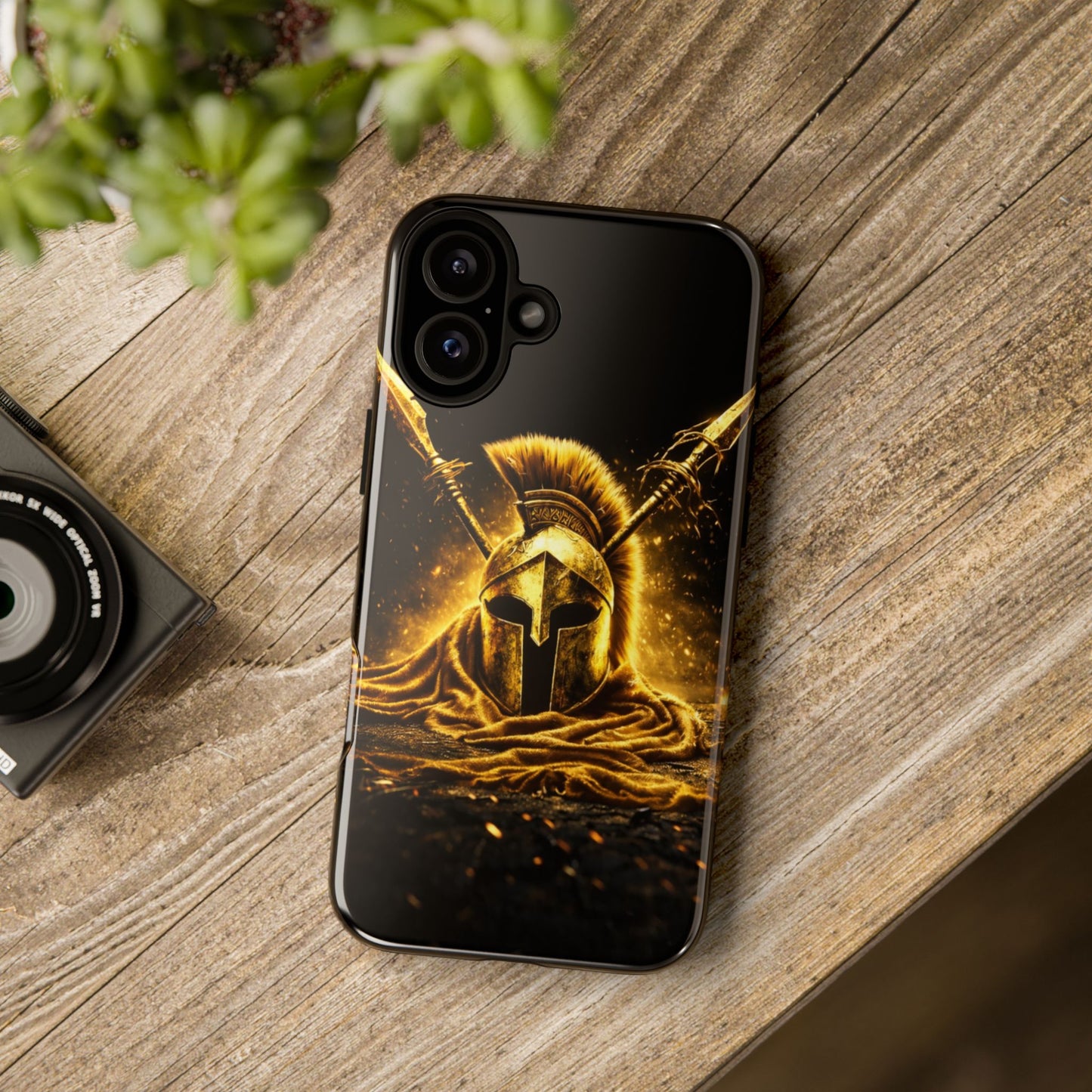 Spartan Helmet Gold Phone Case - Tough Warrior Armor Phone Cover