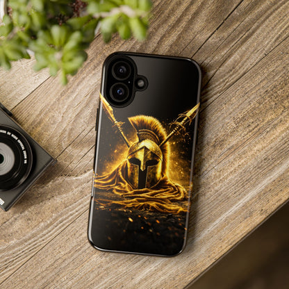 Spartan Helmet Gold Phone Case - Tough Warrior Armor Phone Cover