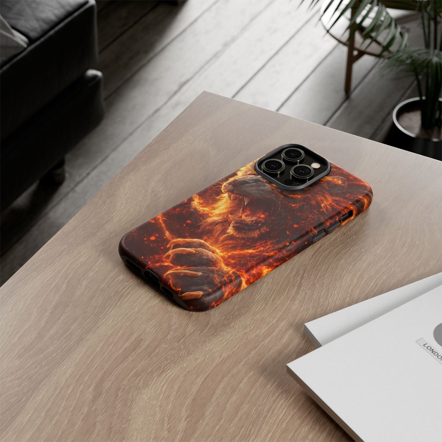 Fire Lion Phone Case — Fierce Flaming Lion Armor for Smartphones