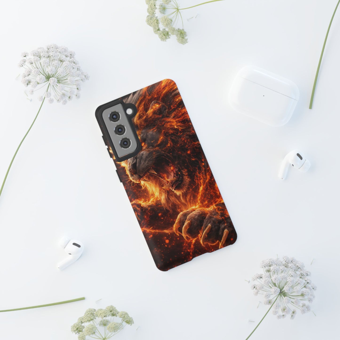 Fire Lion Phone Case — Fierce Flaming Lion Armor for Smartphones