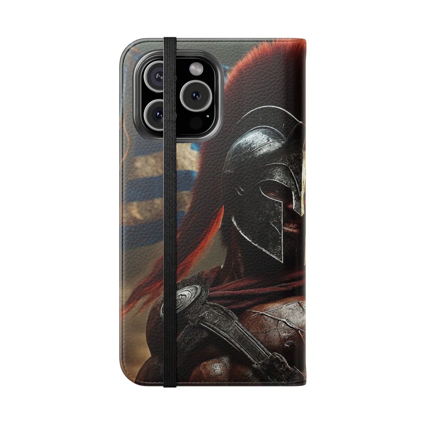 Spartan pride Flip Phone Case - Leather Wallet Flip Case with Greek Flag Design