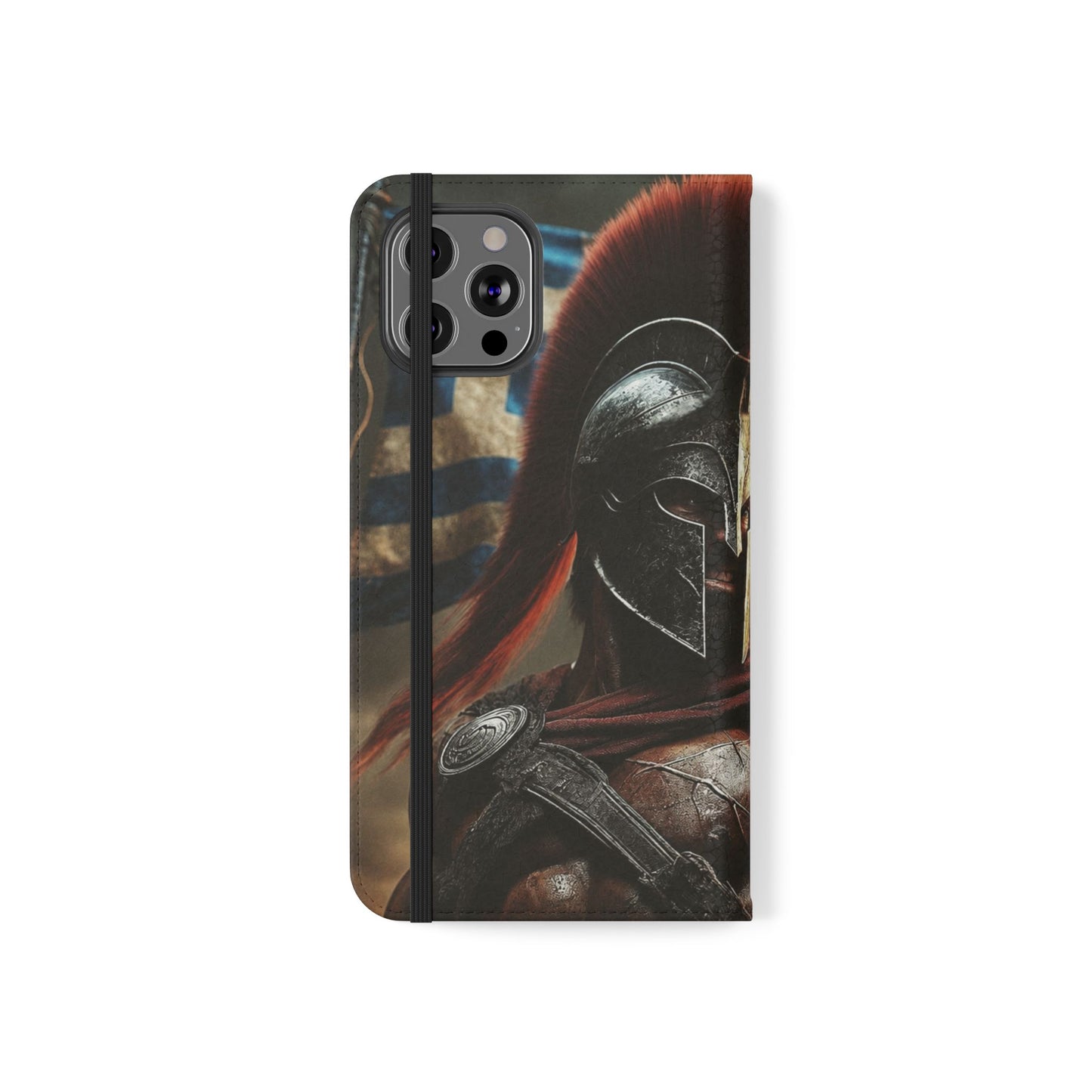 Spartan pride Flip Phone Case - Leather Wallet Flip Case with Greek Flag Design