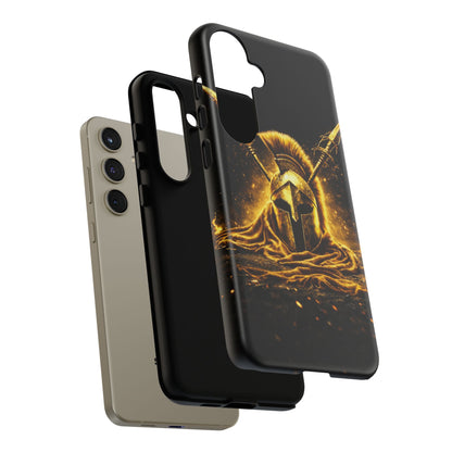 Spartan Helmet Gold Phone Case - Tough Warrior Armor Phone Cover