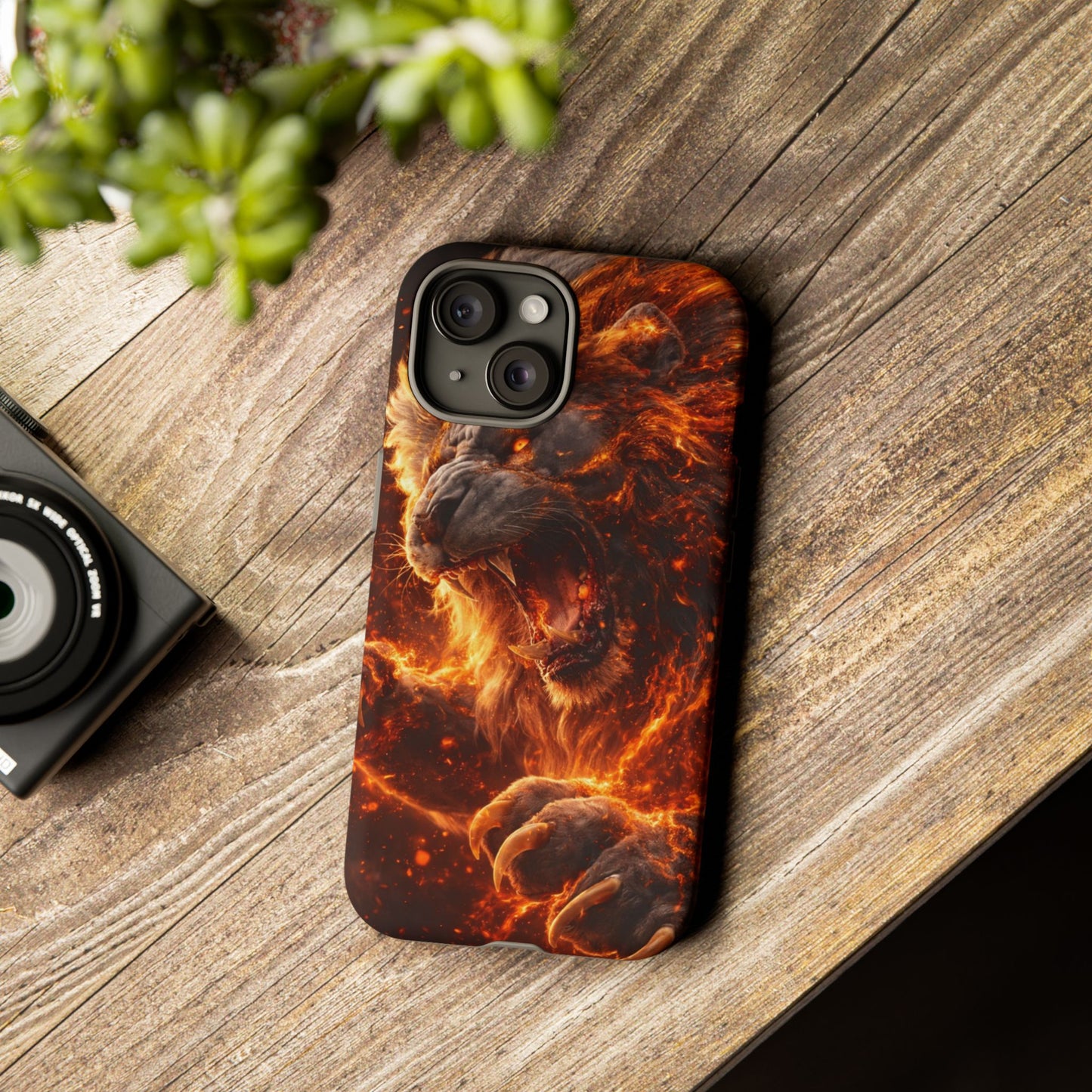 Fire Lion Phone Case — Fierce Flaming Lion Armor for Smartphones