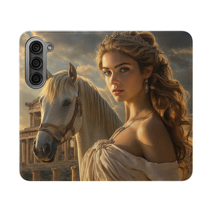 Roman Goddess Horse Portrait Flip Case — Vintage Mythic Phone Wallet