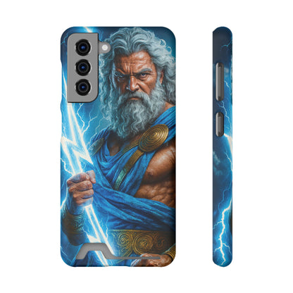 Zeus Lightning Phone Case with Card Holder — Mythic God Armor Design