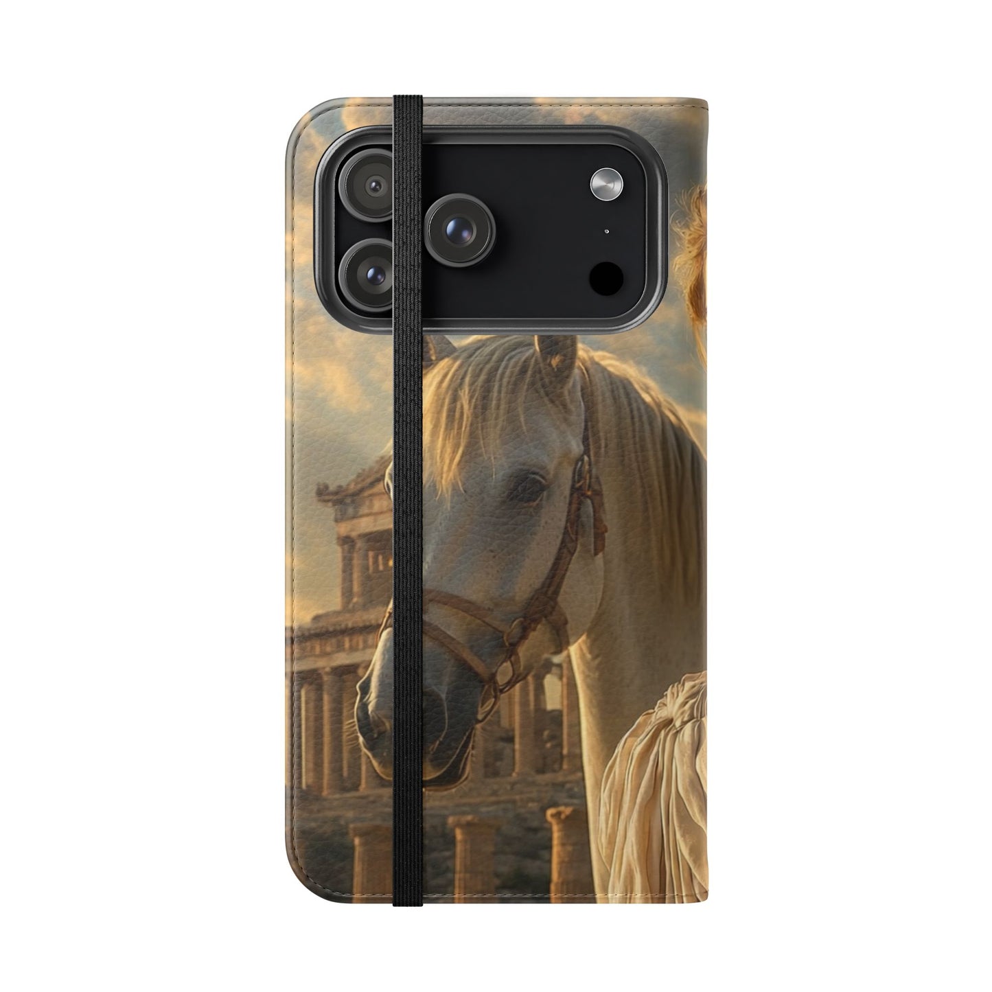 Roman Goddess Horse Portrait Flip Case — Vintage Mythic Phone Wallet