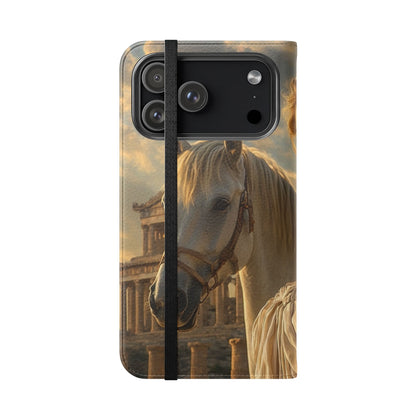 Roman Goddess Horse Portrait Flip Case — Vintage Mythic Phone Wallet