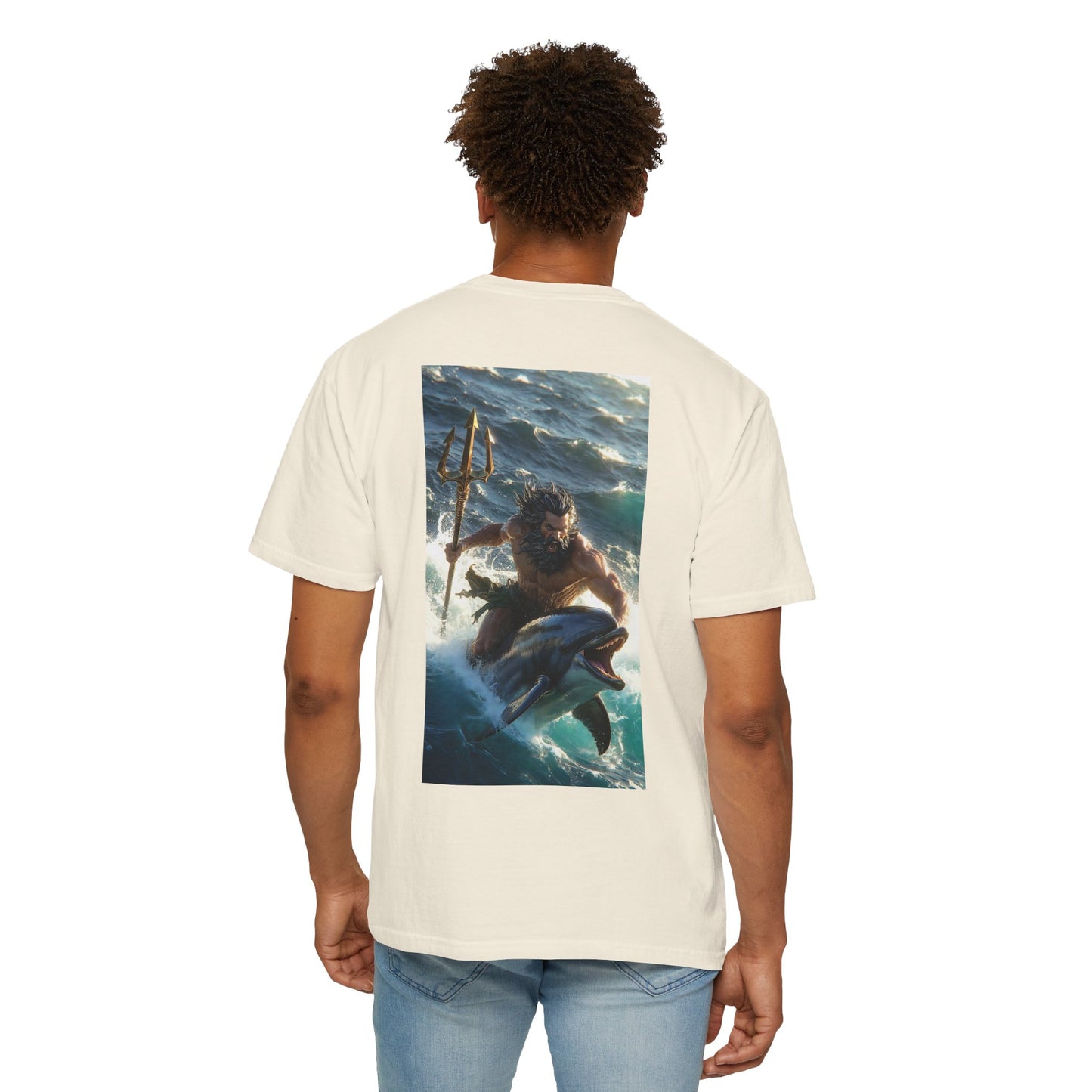 T-Shirt — Poseidon Surfing with Dolphin Graphic Tee