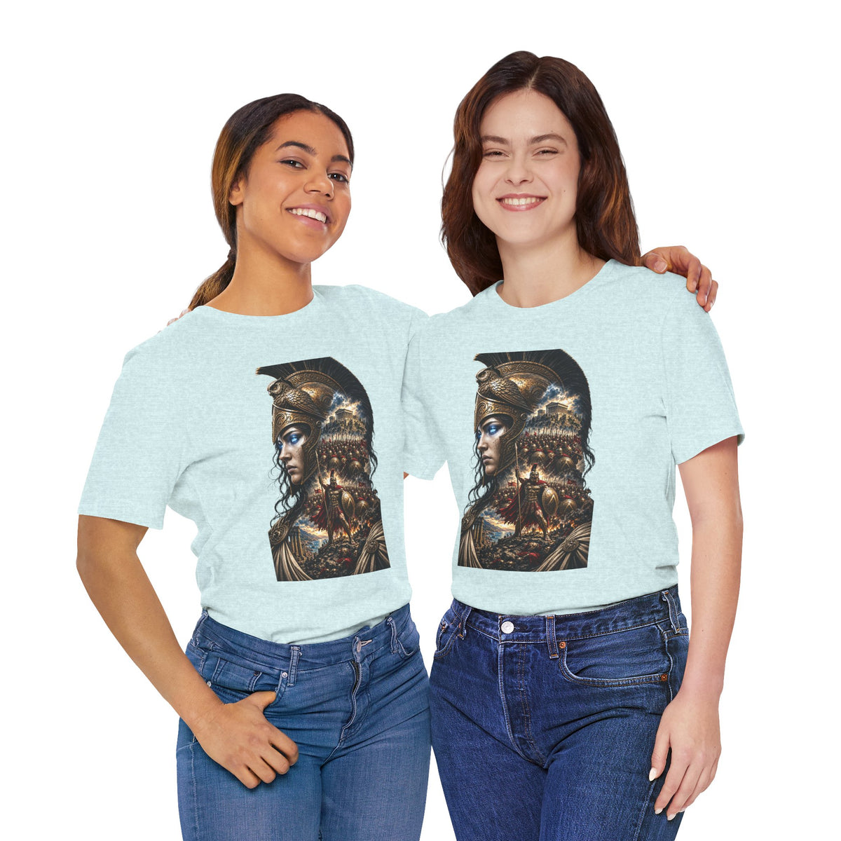 Spartan Warrior Graphic Tee — Mythic Helmet Portrait T‑Shirt