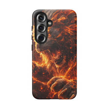 Fire Lion Phone Case — Fierce Flaming Lion Armor for Smartphones