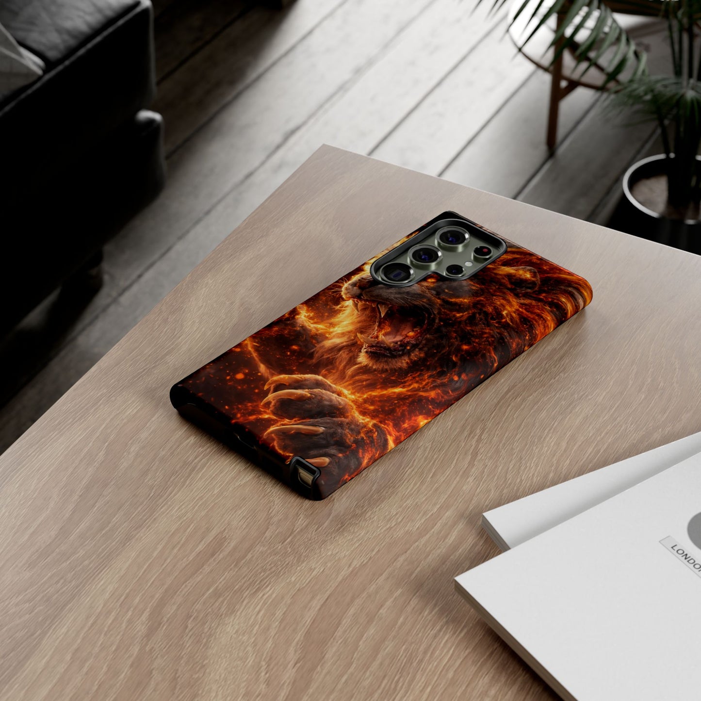 Fire Lion Phone Case — Fierce Flaming Lion Armor for Smartphones